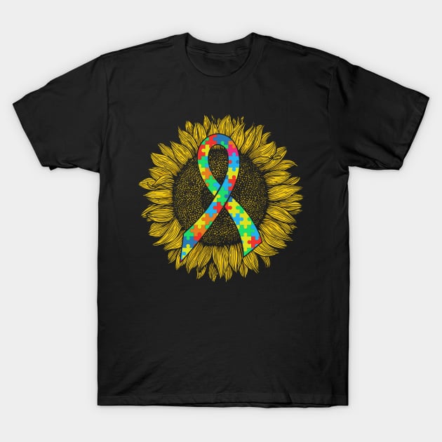 Sunflower cancer awareness Gift For Autism Awareness T-Shirt by cotevalentine